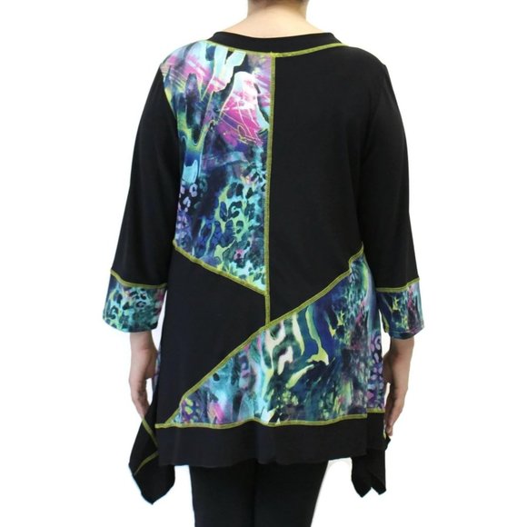 Pretty Woman Funky Patchwork Tunic Top Plus Size, Purple - Picture 2 of 7